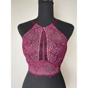 Victoria Secret Women's Whimsygoth Alluring Lace Sheer Bralette Burgundy 34D